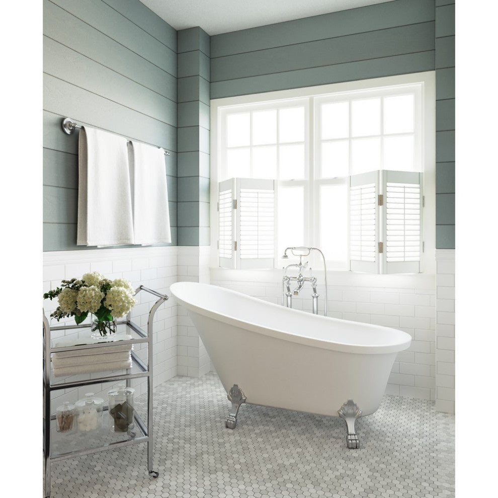 ARIEL 59" Acrylic Freestanding Bathtub Polished Chrome and Overflow Drain