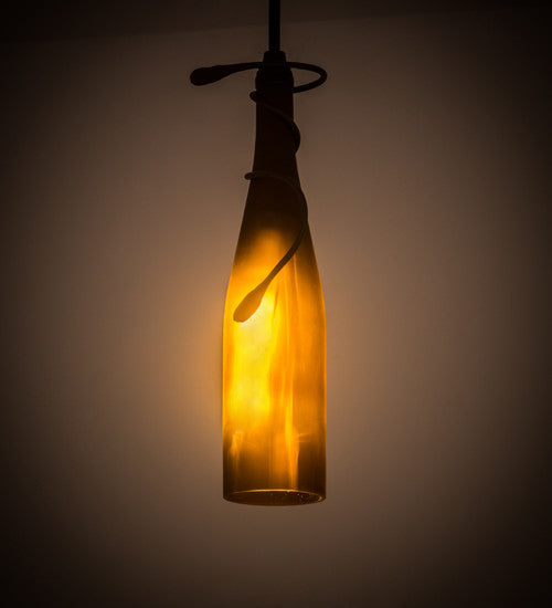 5W Tuscan Vineyard Frosted Amber Wine Bottle Mini Pendant
