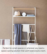 Tower Leaning Ladder With Shelf, White