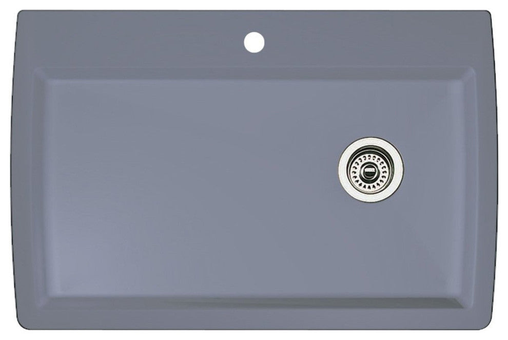 33.5"x22" Siligranit Ii Single Basin Kitchen Sink, Metallic Gray