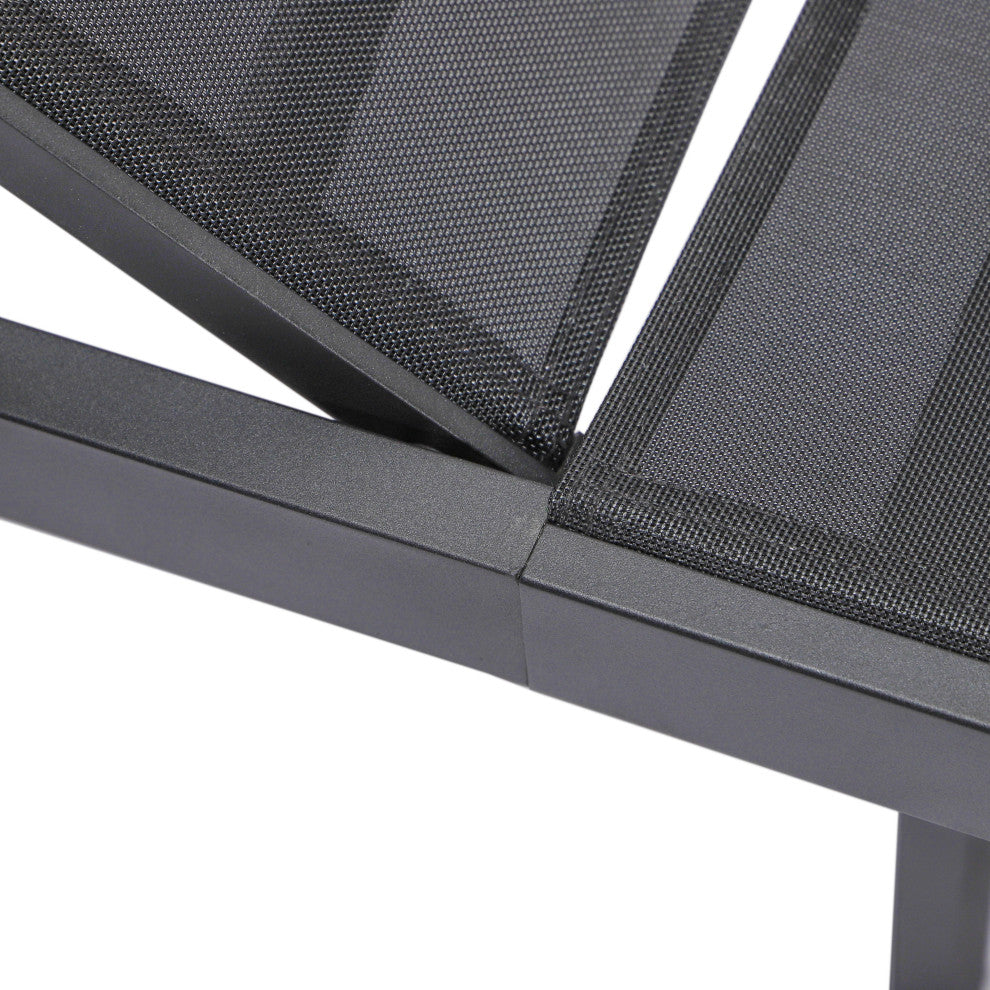LeisureMod Marlin Patio Chaise Lounge Chair With Black Frame, Black