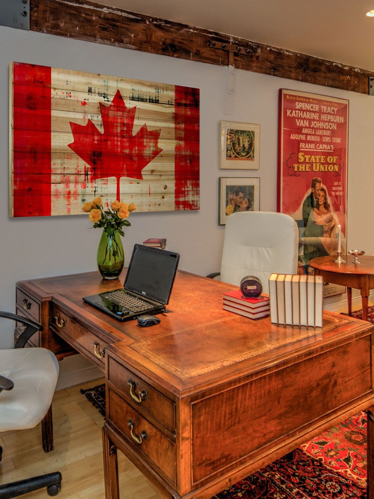 "Great North" Print on Natural Pine Wood, 60"x40"