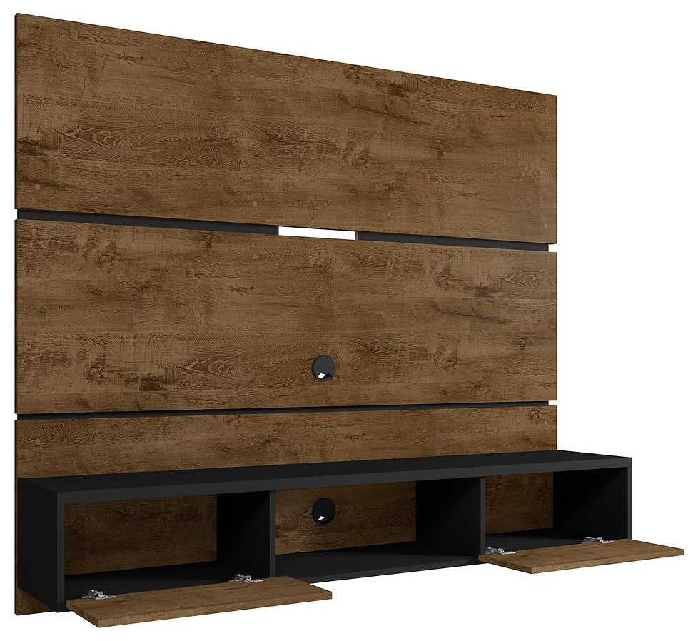 Vernon 62.99 Floating Entertainment Center in Rustic Brown and Black