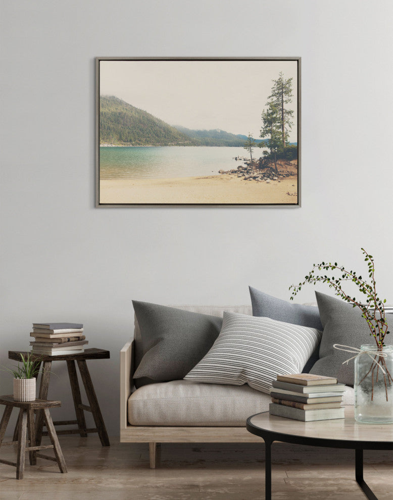 Sylvie Lake Tahoe California Mountain Framed Canvas by Laura Evans, Gray 28x38