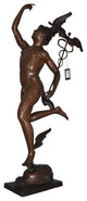 19th Century Mercury Bronze Statue -  Size: 23"L x 13"W x 64"H.