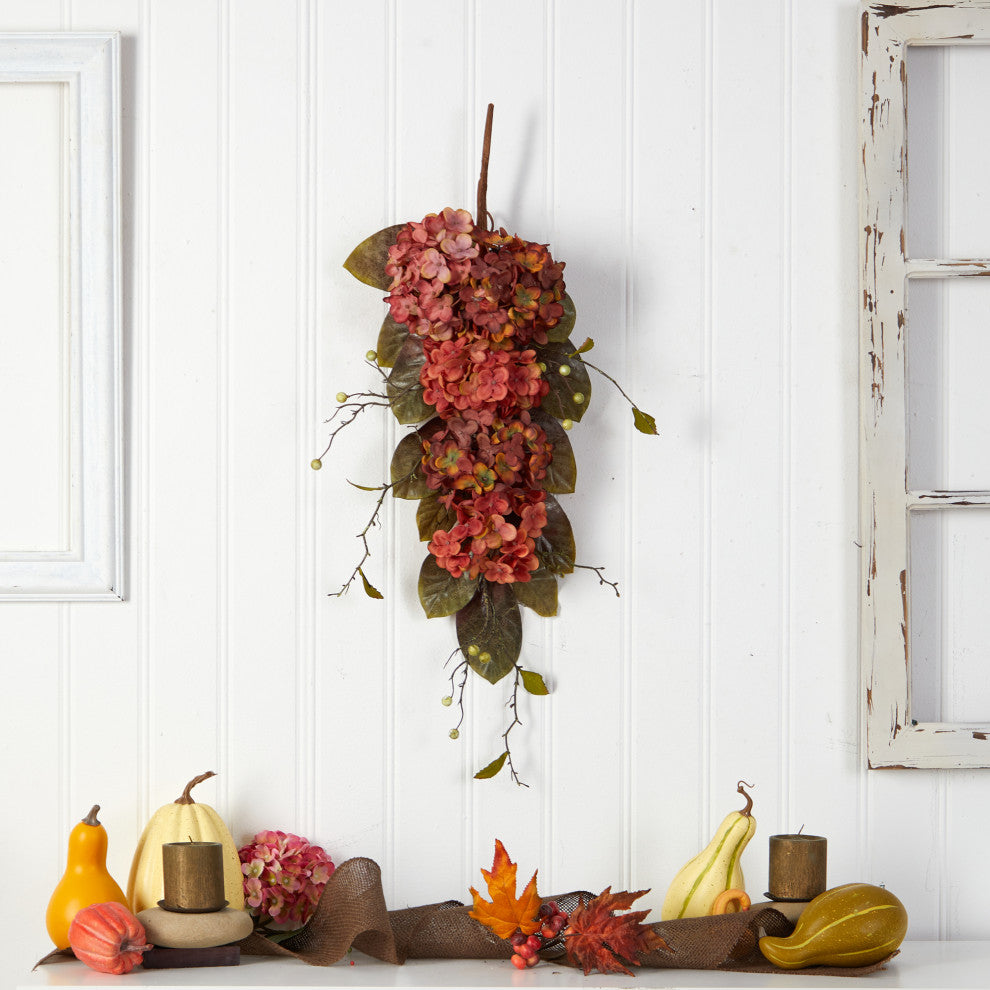 Nearly Natural W1228 35 Autumn Hydrangea and Berry Artificial Fall Tear Drop