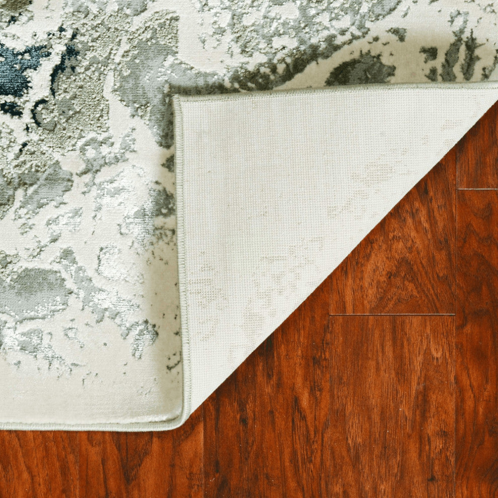 7'X10' Silver Machine Woven Abstract Indoor Area Rug