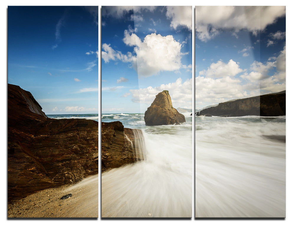 "Rushing Waters into Rocky Mountains" Photo Metal Wall Art, 3 Panels, 36"x28"