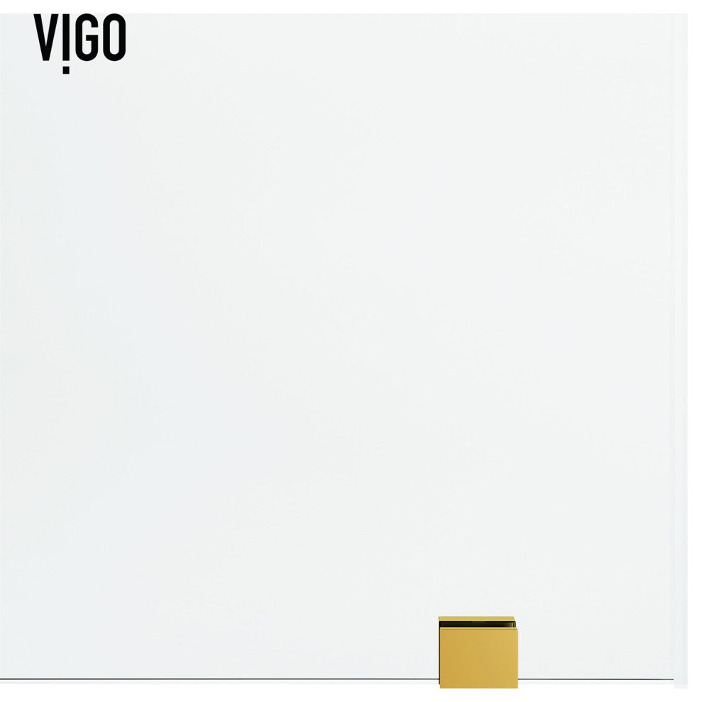 VIGO Elan Hart 56" to 60" W x 76" H Frameless Sliding Shower Door, Matte Brushed Gold, Clear Glass