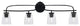 Cavella 4 Light Bath Bar, Matte Black Finish, 4.5" Square Clear Bubble Glass