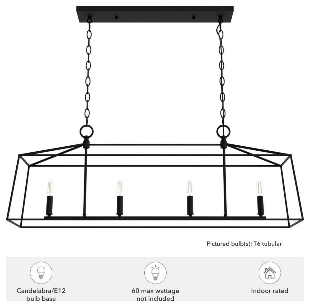 Fair Oaks Flat Matte Black 4 Light Chandelier
