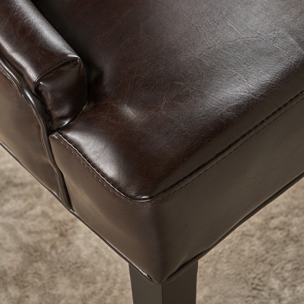GDF Studio Stacy Bonded Leather Dining and Accent Chairs, Set of 2, Brown, Faux