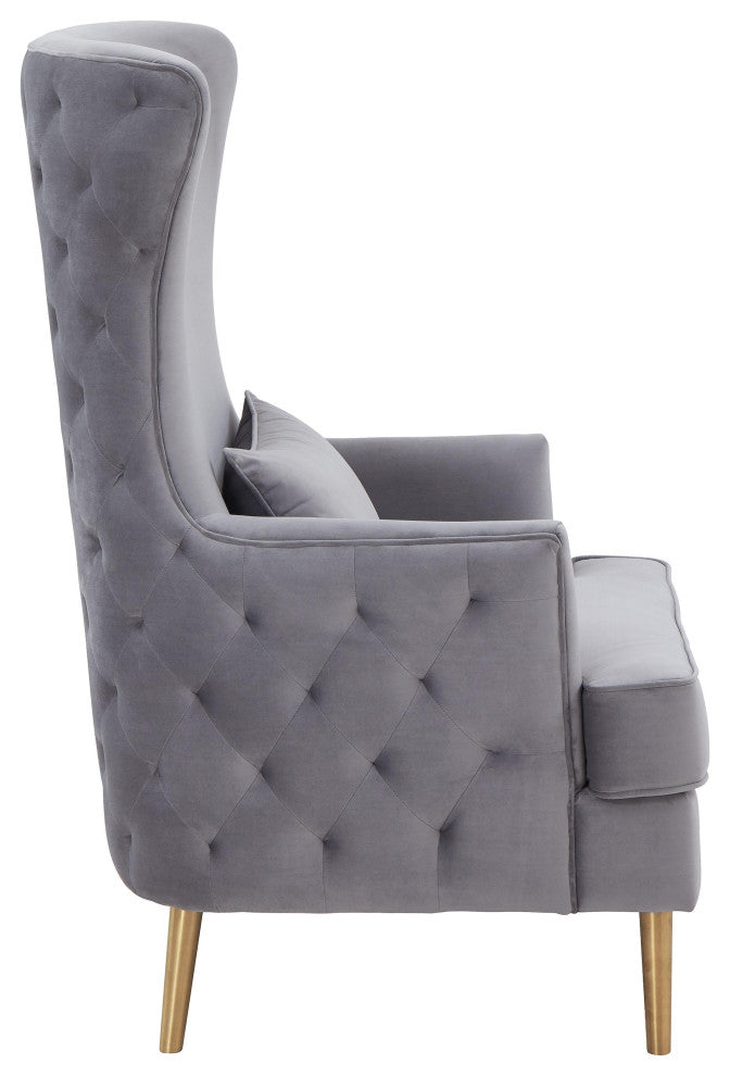 Alina Grey Tall Tufted Back Chair - Grey