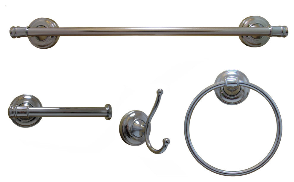 Edgerton Collection 4 Piece Bathroom Hardware Set, Chrome