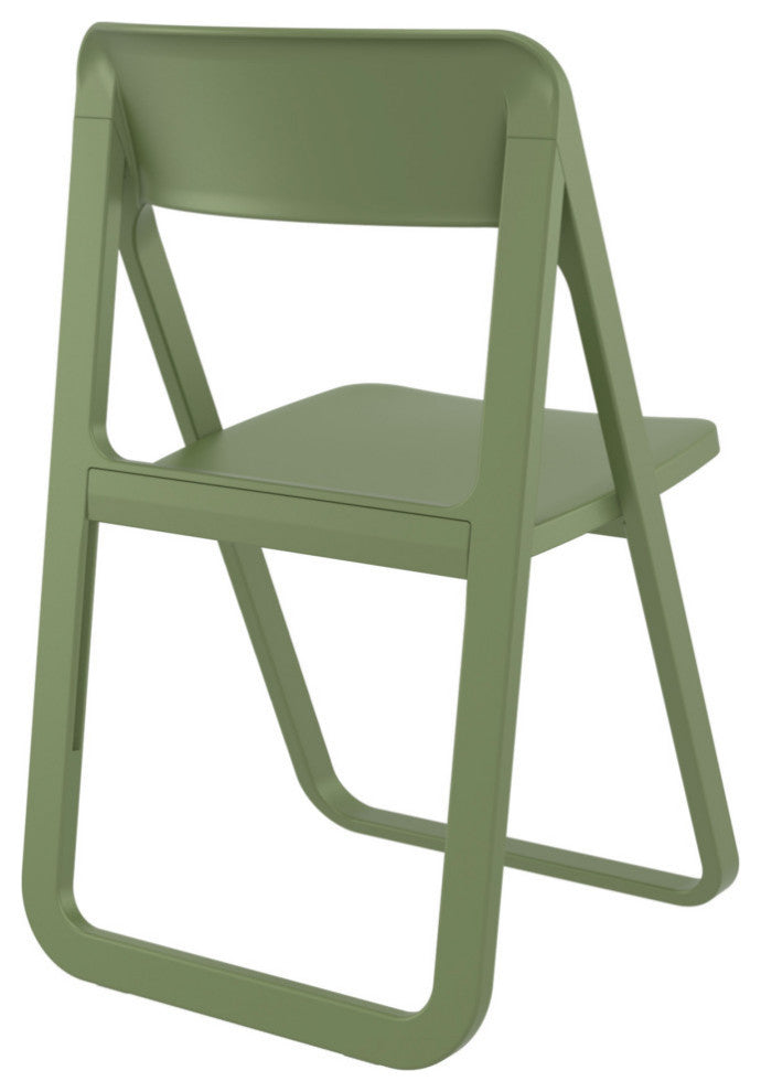 Dream Folding Outdoor Bistro Set With White Table and 2 Olive Green Chairs