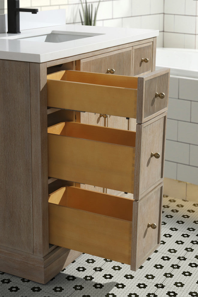 Redondo Bathroom Vanity, Ash Oak, 42", Single Sink, Freestanding