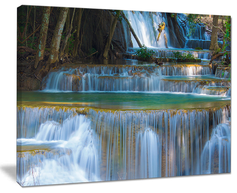 "Deep Forest Waterfall, Thailand" Landscape Canvas Photo Print, 20"x12"