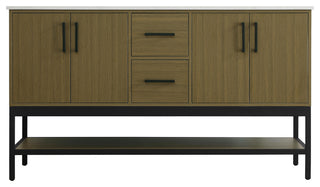 Home Living 60" Double Bathroom Vanity, Chestnut Brown