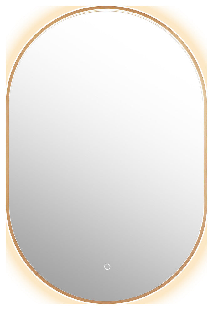Mizani Oval Framed Bathroom/Vanity LED Lighted Wall Mirror, Brushed Copper, 24"