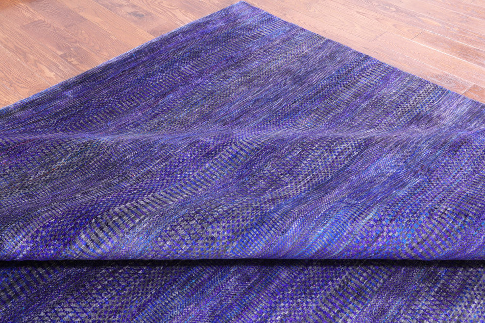 9' 0" X 18' 8" Wool and Silk Handmade Super Savannah Gabbeh Rug Q6111