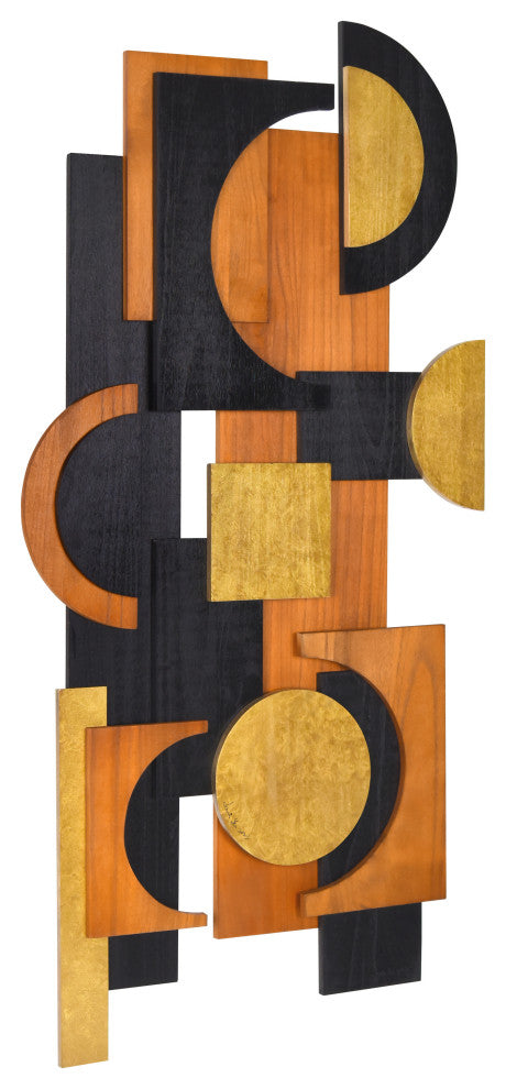 "Amber Embraces I" Hand Made Wood Abstracts Wall Art, Ap-101b-4824-01