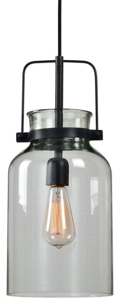 Clear Glass Bottle Shape 1 Light Pendant Vintage Style Farmhouse Classic Urban