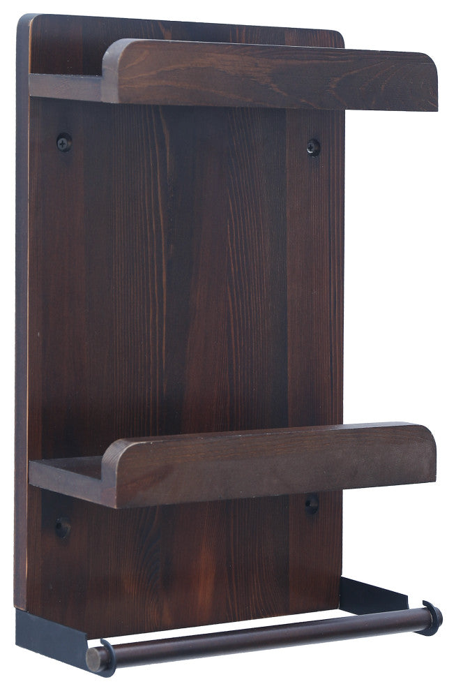 Spice Storage Rack,2 Tier Wall Mounted Holder With Paper Towel Holder