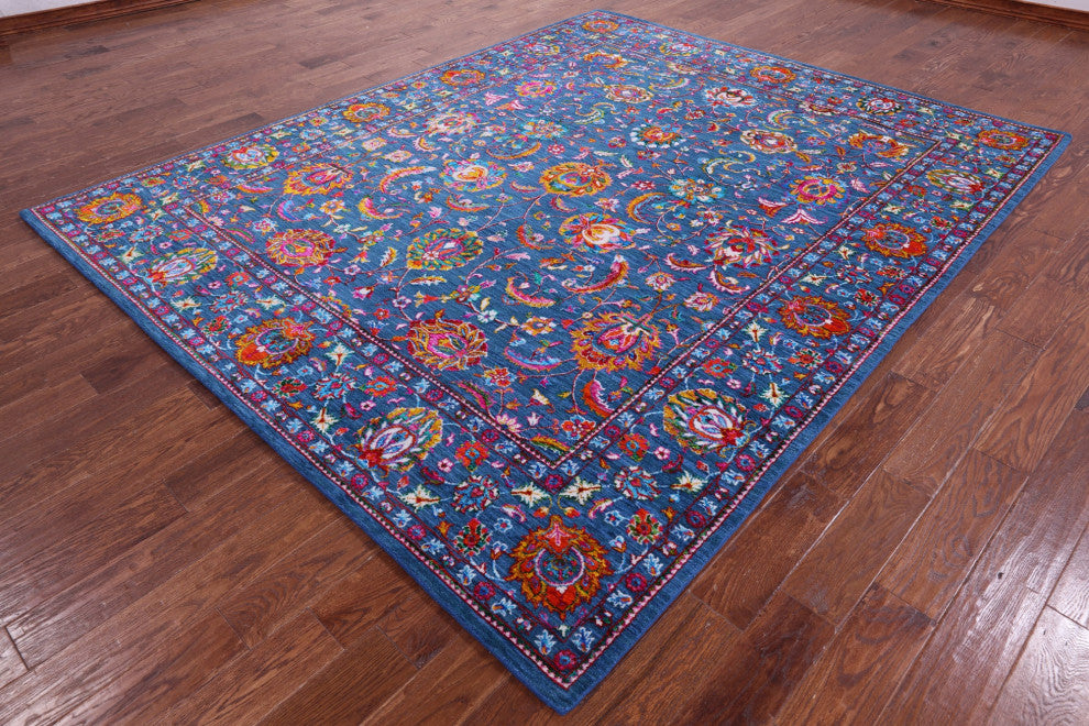 8' 2" X 10' 1" Wool & Silk Persian Hand Knotted Rug - Q14919