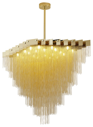 20-Light Gold Chandelier With Hanging Aluminum Chains