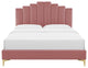 Platform Bed Frame, Full Size, Velvet, Pink, Modern Contemporary, Bedroom Master
