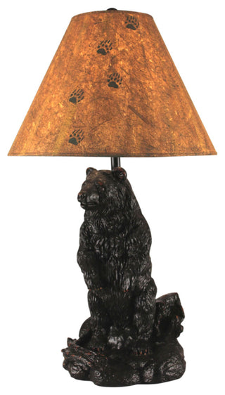 Distressed Black Standing Bear Table Lamp