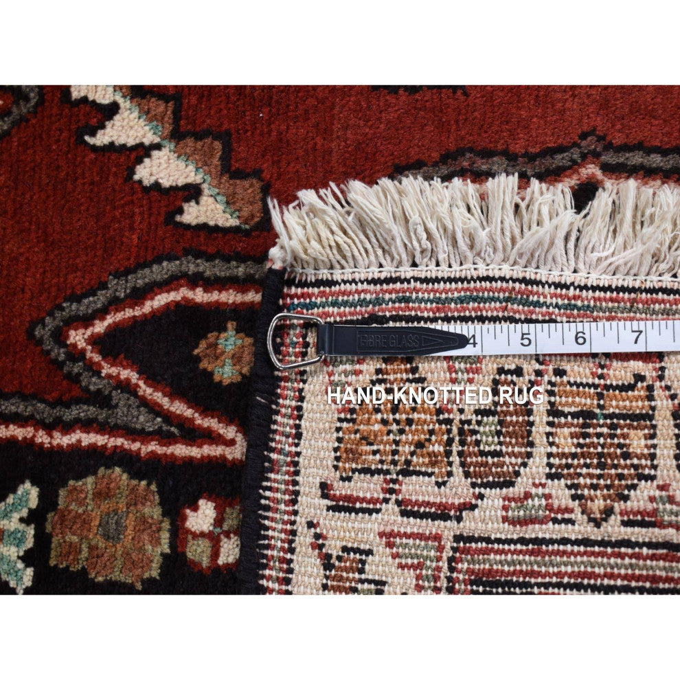 Barn Red New Persian Mazlagan Design Pure Wool Hand Knotted Rug 3'6" x 4'8"