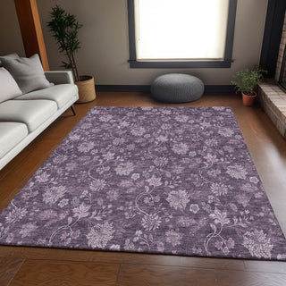 Premium Machine Washable Mayfield AMF680 Plum 3' x 5' Rug