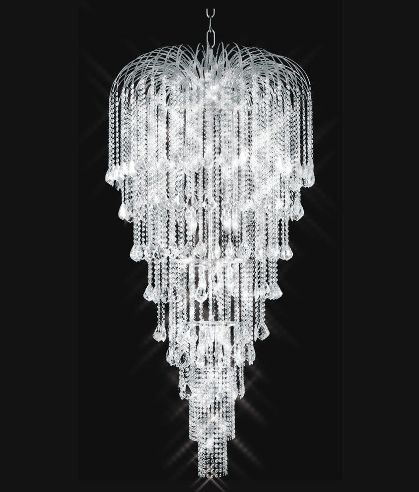Artistry Lighting Falls Collection Hanging Crystal Chandelier 36x70, Chrome
