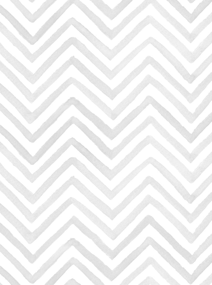 Watercolor Chevron Peel and Stick Vinyl Wallpaper, Grey, 24"w X 60"h