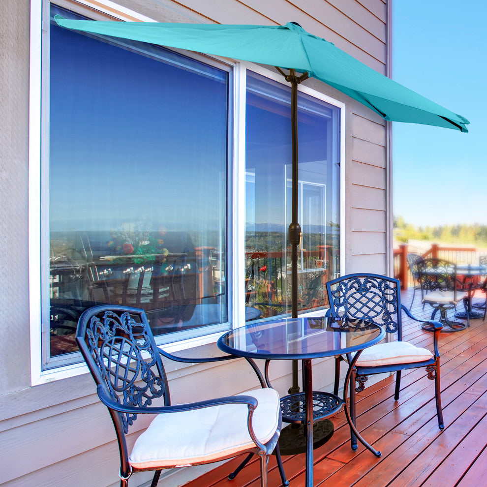 Pure Garden 9' Half Round Patio Umbrella, Blue
