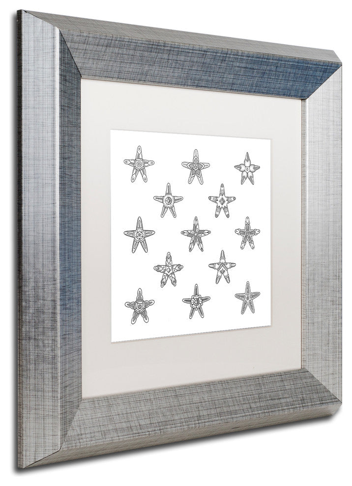 Filippo Cardu 'Sea Stars' Art, Silver Frame, White Mat, 11x11