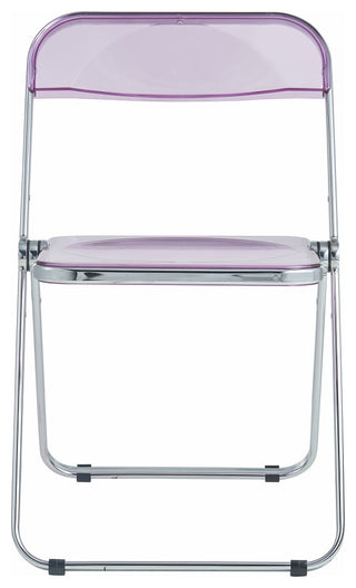 LeisureMod Lawrence 7-Piece Dining Set With Folding Chairs and Table, Magenta