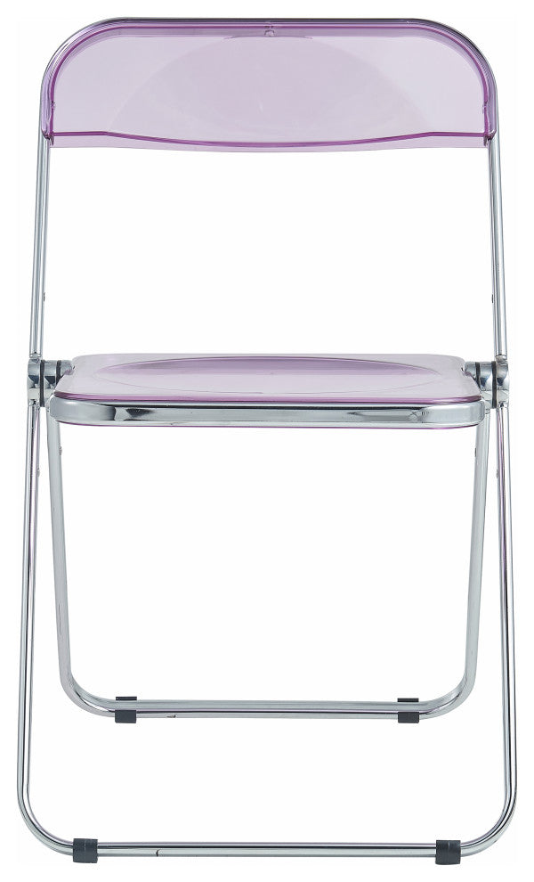LeisureMod Lawrence 7-Piece Dining Set With Folding Chairs and Table, Magenta