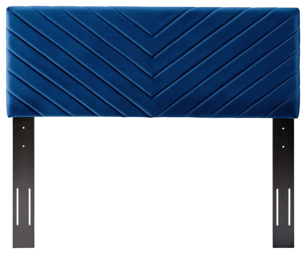 Tufted Headboard, Full Queen Size, Velvet, Blue Navy, Modern Contemporary
