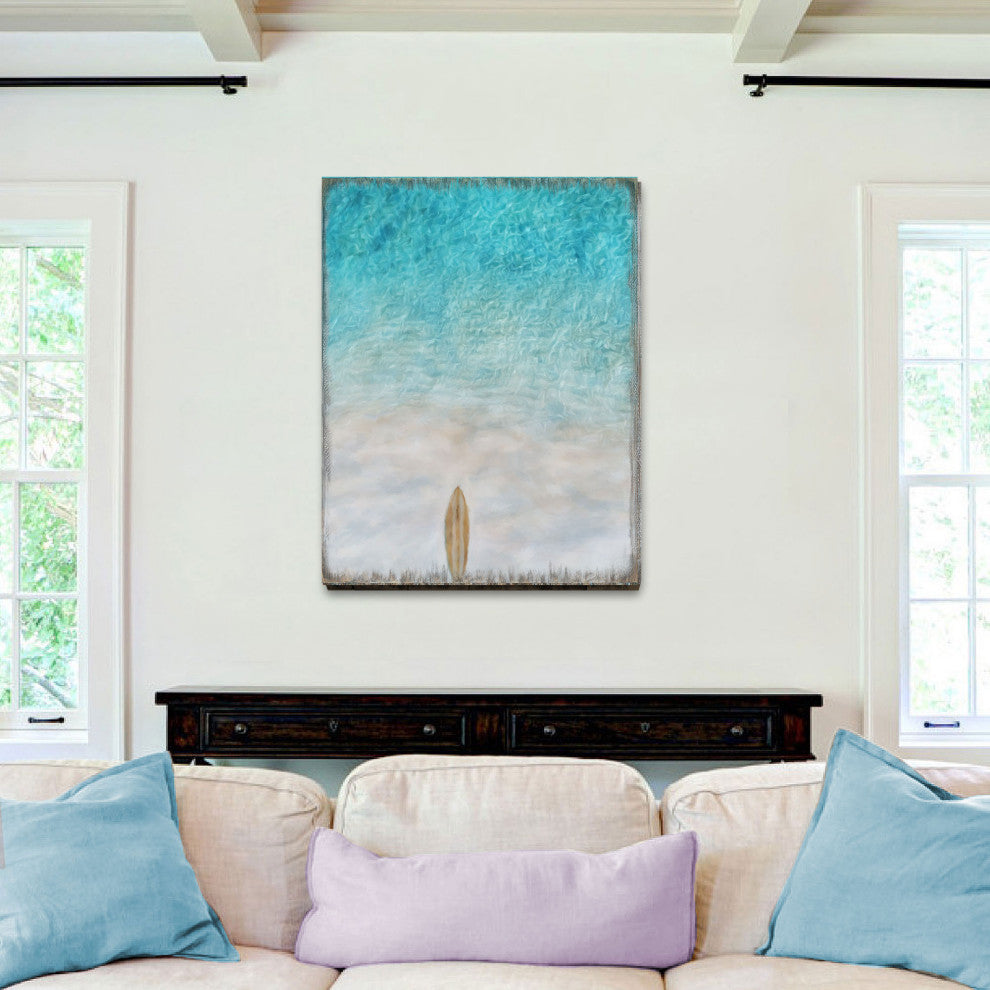 Surfboard Wooden Coastal Wall Art, Oversized 48x36
