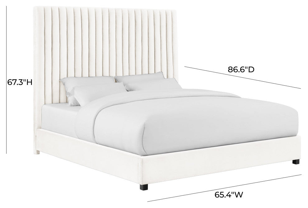 Arabelle White Velvet Bed in Queen