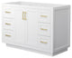 48" Single Bath Vanity, White, No Countertop, No Sink, Gold Trim