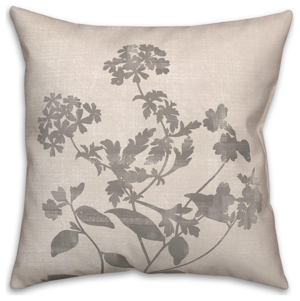 Neutral Distressed Florals 18"x18" Spun Poly Pillow