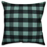 Teal Buffalo Check Plaid Outdoor Throw Pillow, 16"x16"