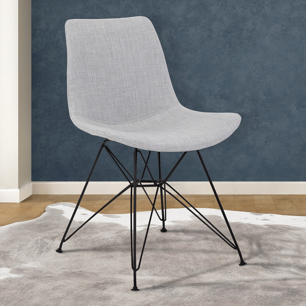 Granger Dining Chair, Gray Fabric With Black Metal Legs