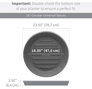 Universal Round Plant Saucer, Drip Tray, Inner Diameter 18" x Outer 23", White