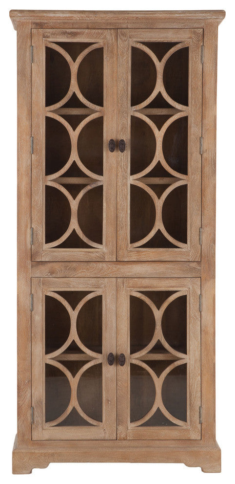 Pengrove 38-Inch Wide Mango Wood Cabinet with Carved Lattice Work Doors