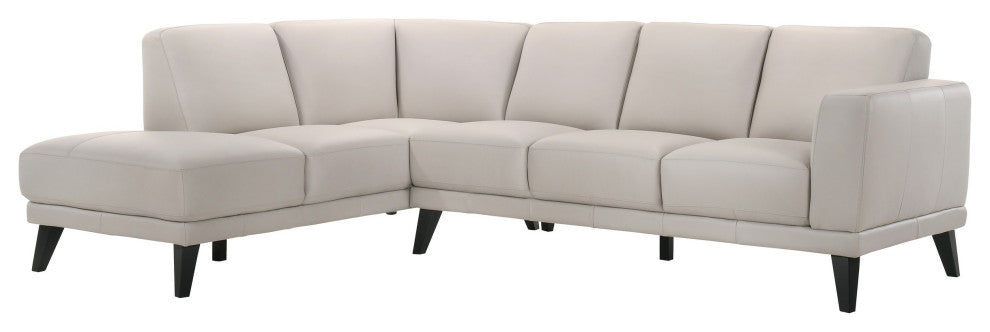 Benzara BM293331 Right Arm Facing Sofa, Mist Gray, Genuine Italian Leather