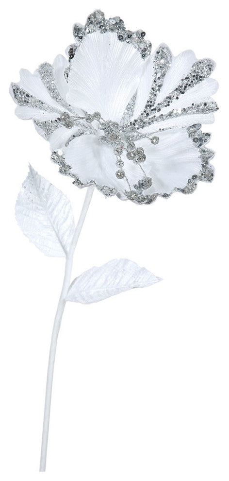 Vickerman 23" Hibiscus, 8" Flower, Set of 3, White